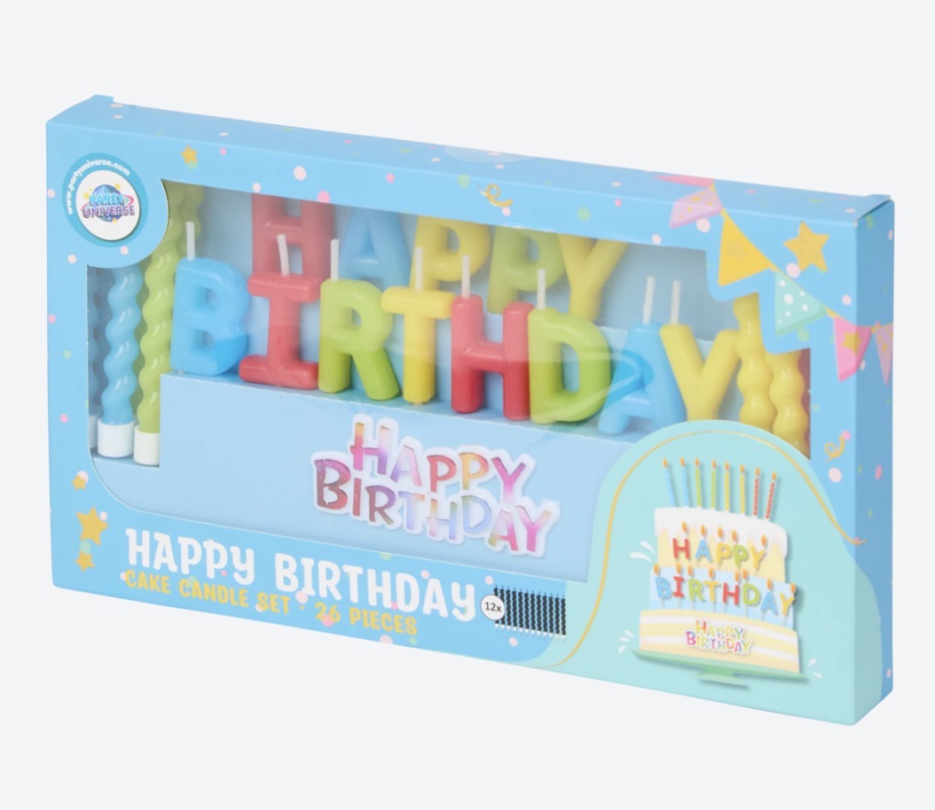 Happy Birthday Kerzenset 26-tlg Tortenstecker Geburtstag Kerzen Bunt Kupf Kuchen