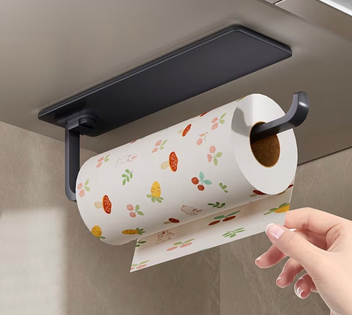 Küchenpapierhalter Schwarz Unterbau Papierrollenhalter Ohne Bohren Schrank NEU