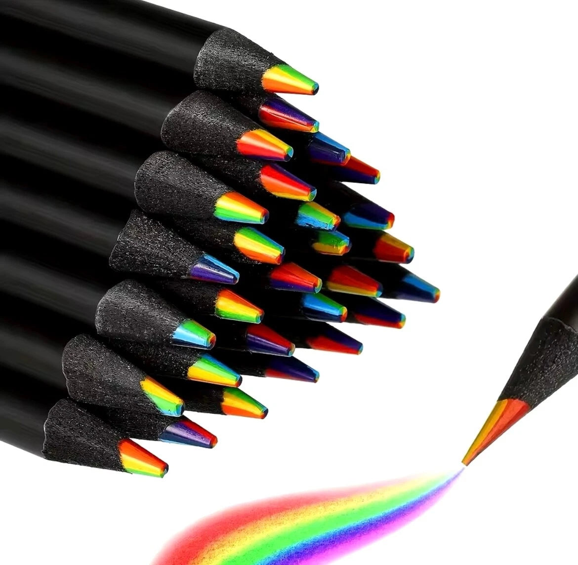 12er Set Regenbogenstifte 3,3 mm Buntstifte Holz Zeichnen Malstift Kinder