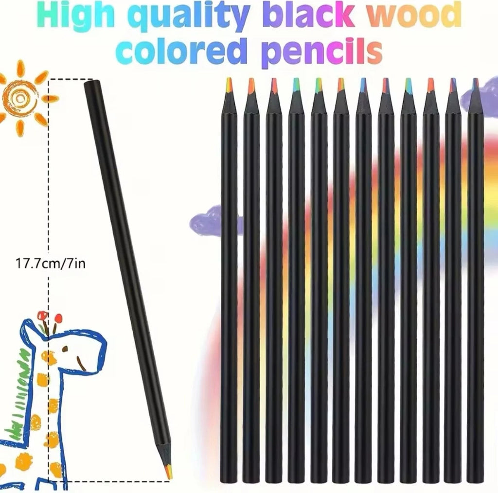 12er Set Regenbogenstifte 3,3 mm Buntstifte Holz Zeichnen Malstift Kinder