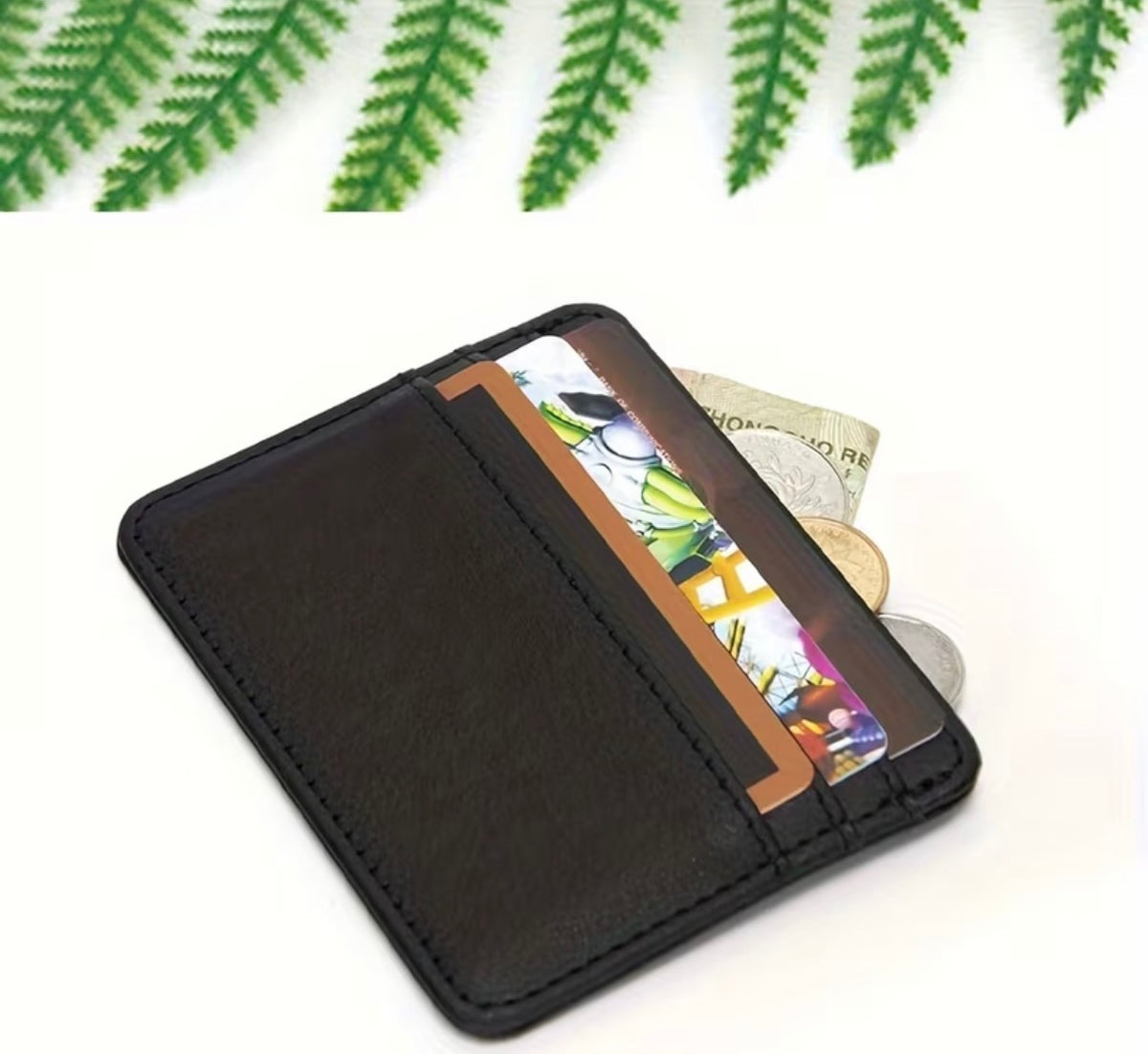Slim Wallet Kartenetui Geldbörse Münzfach Kunstleder Dünnes Portemonnaie NEU