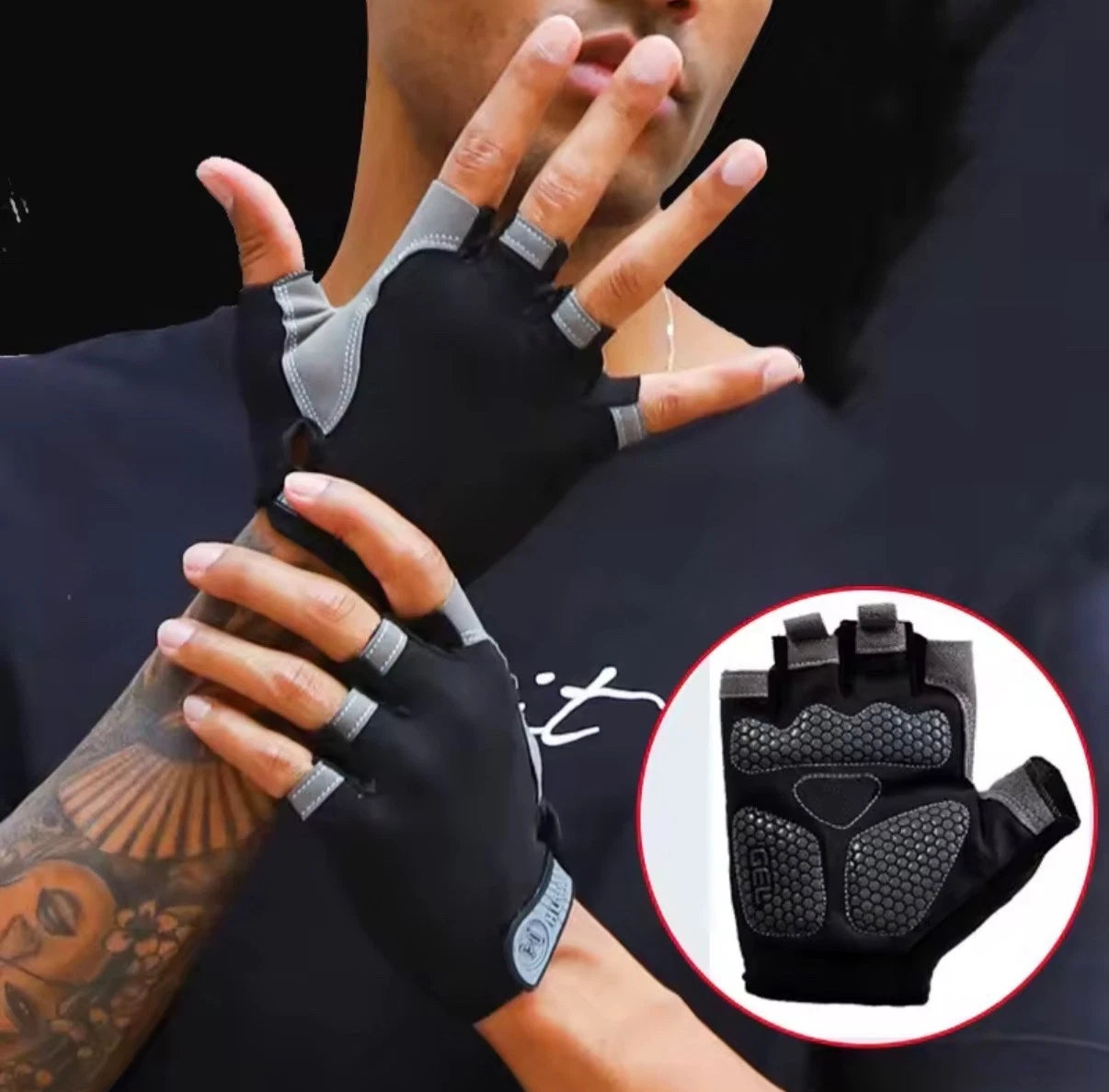 Fahrradhandschuhe Herren Damen Kurzfinger Fitness Handschuhe Anti-Rutsch Atmung