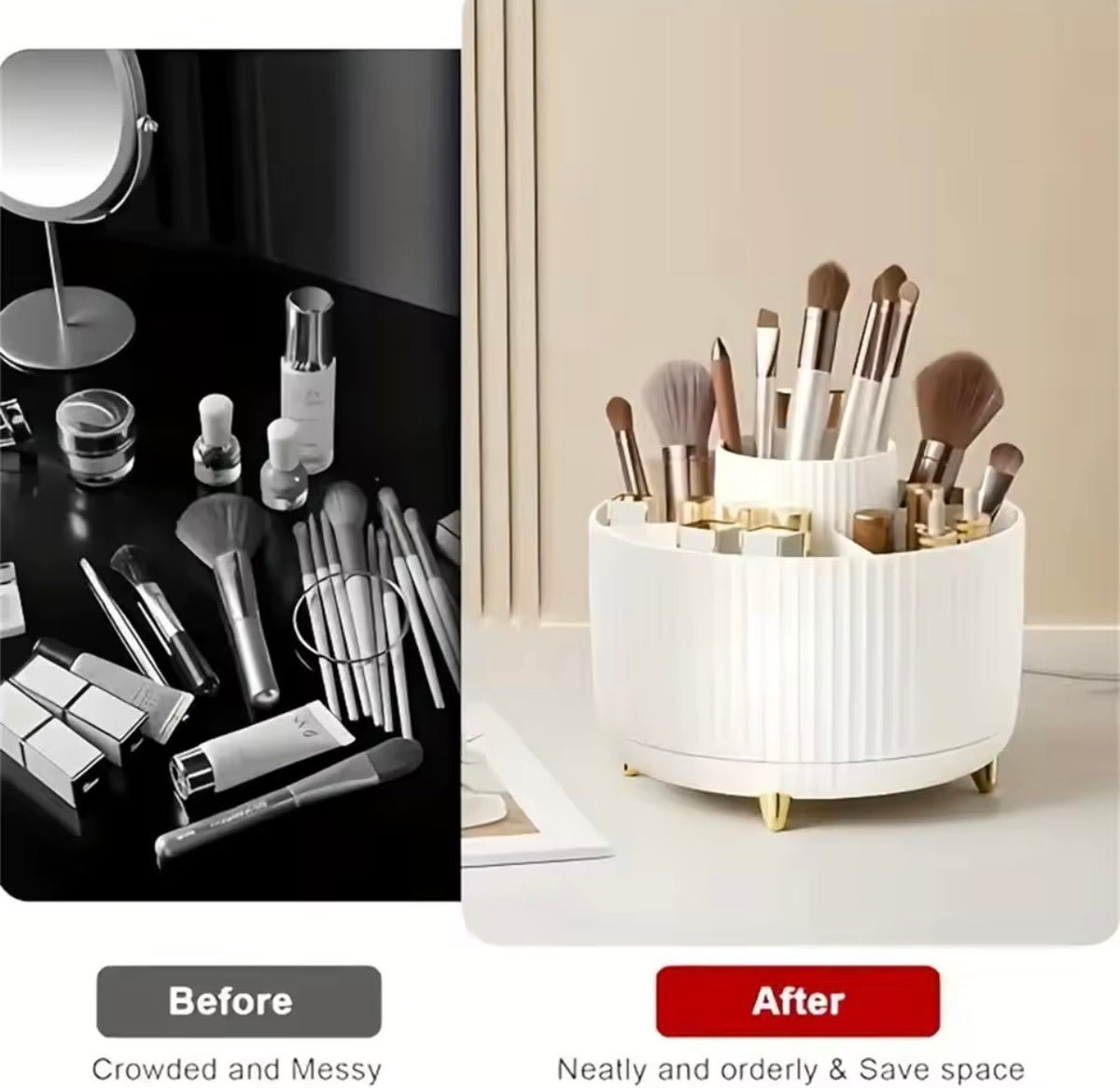 360° Drehbarer Make-up Organizer Pinselhalter Kosmetik Aufbewahrung 5 Fächer NEU
