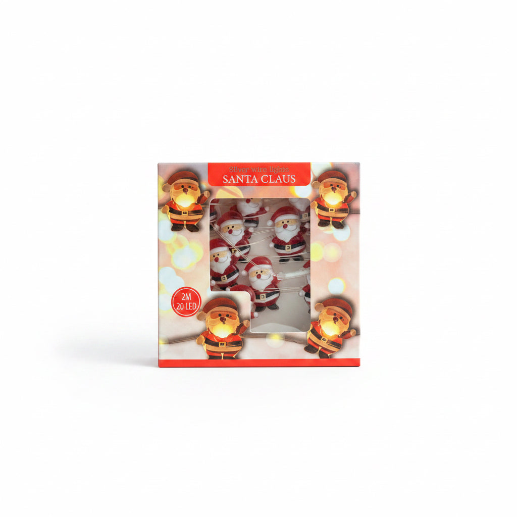 3x LED Drahtlichterkette Weihnachten Deko Set Nikolaus Nussknacker Schneemann