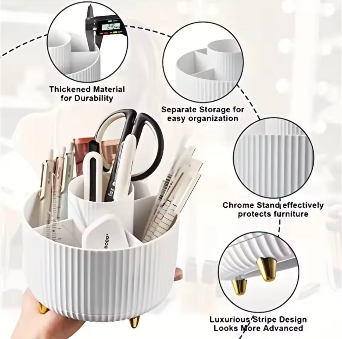 360° Drehbarer Make-up Organizer Pinselhalter Kosmetik Aufbewahrung 5 Fächer NEU