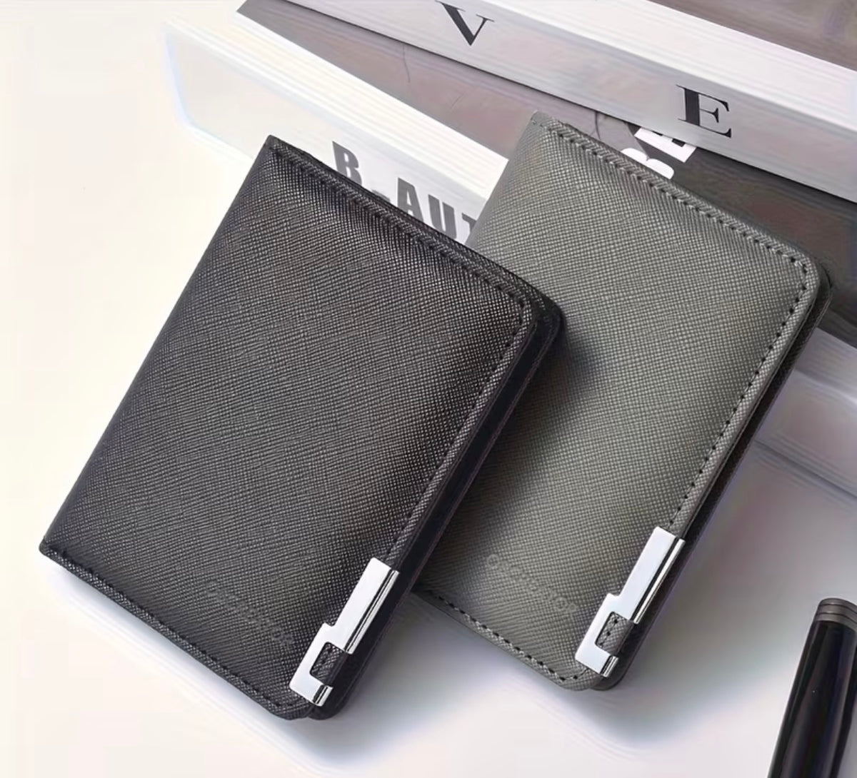 Herren Geldbörse Retro Portemonnaie Geldbörse Doppel Reißverschluss Wallet Dünn