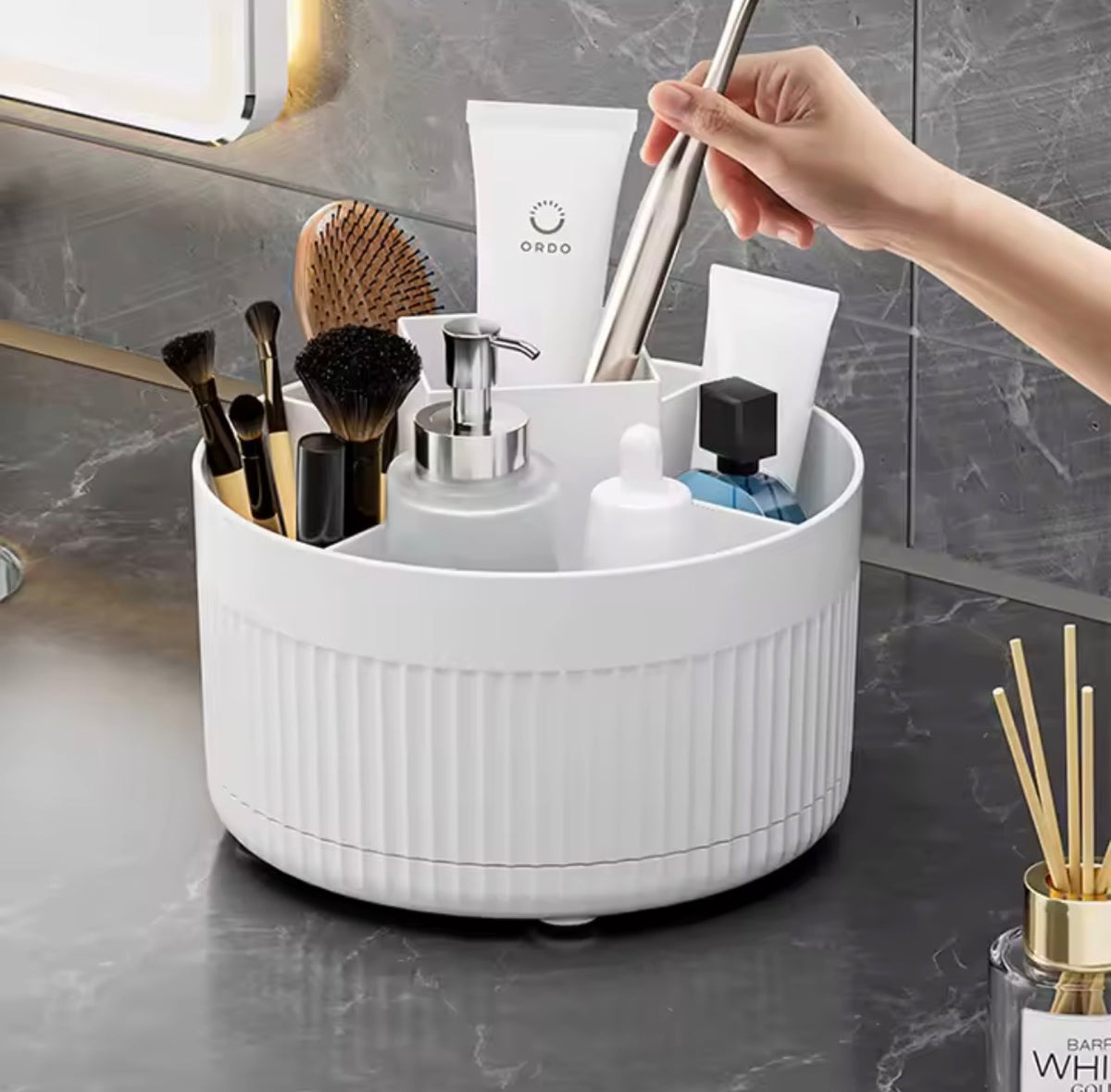 360° Drehbarer Make-up Organizer Pinselhalter Kosmetik Aufbewahrung 5 Fächer NEU