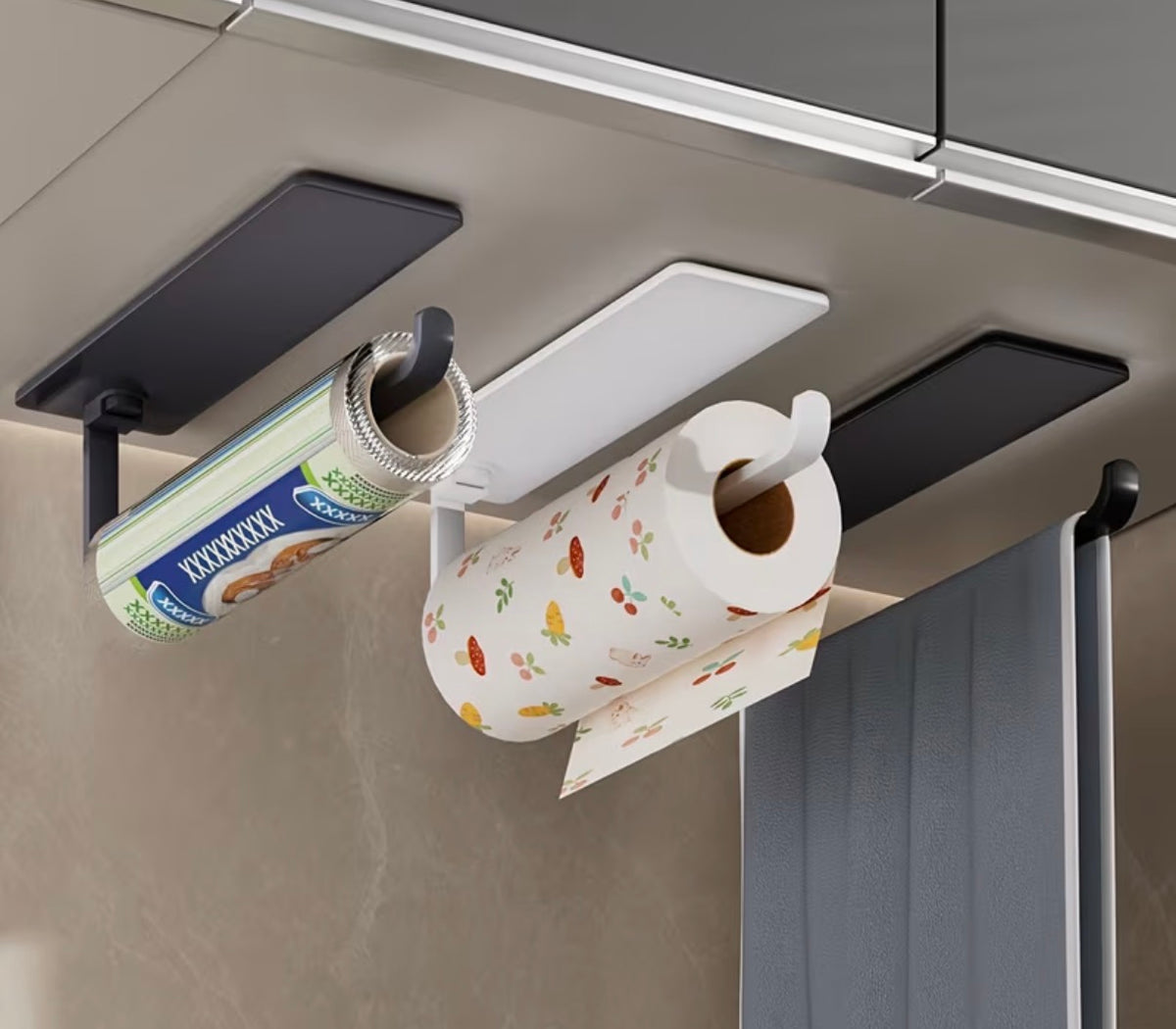 Küchenpapierhalter Schwarz Unterbau Papierrollenhalter Ohne Bohren Schrank NEU