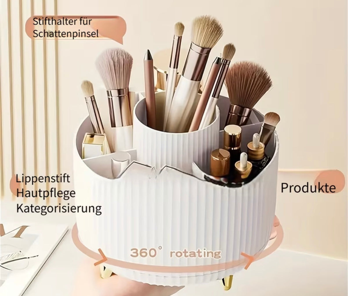 360° Drehbarer Make-up Organizer Pinselhalter Kosmetik Aufbewahrung 5 Fächer NEU