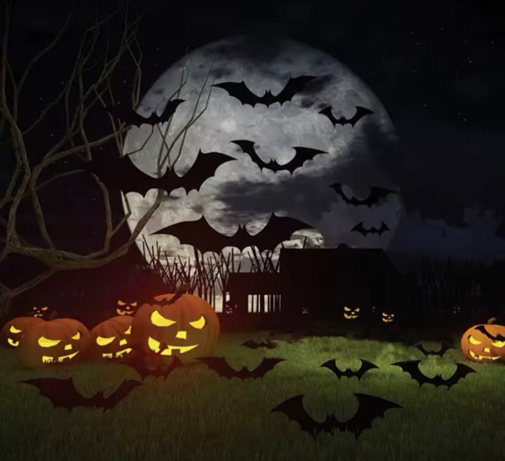 Halloween Deko 24x 3D Fledermäuse Spinnen Wanddeko PVC Fenster Tür Party