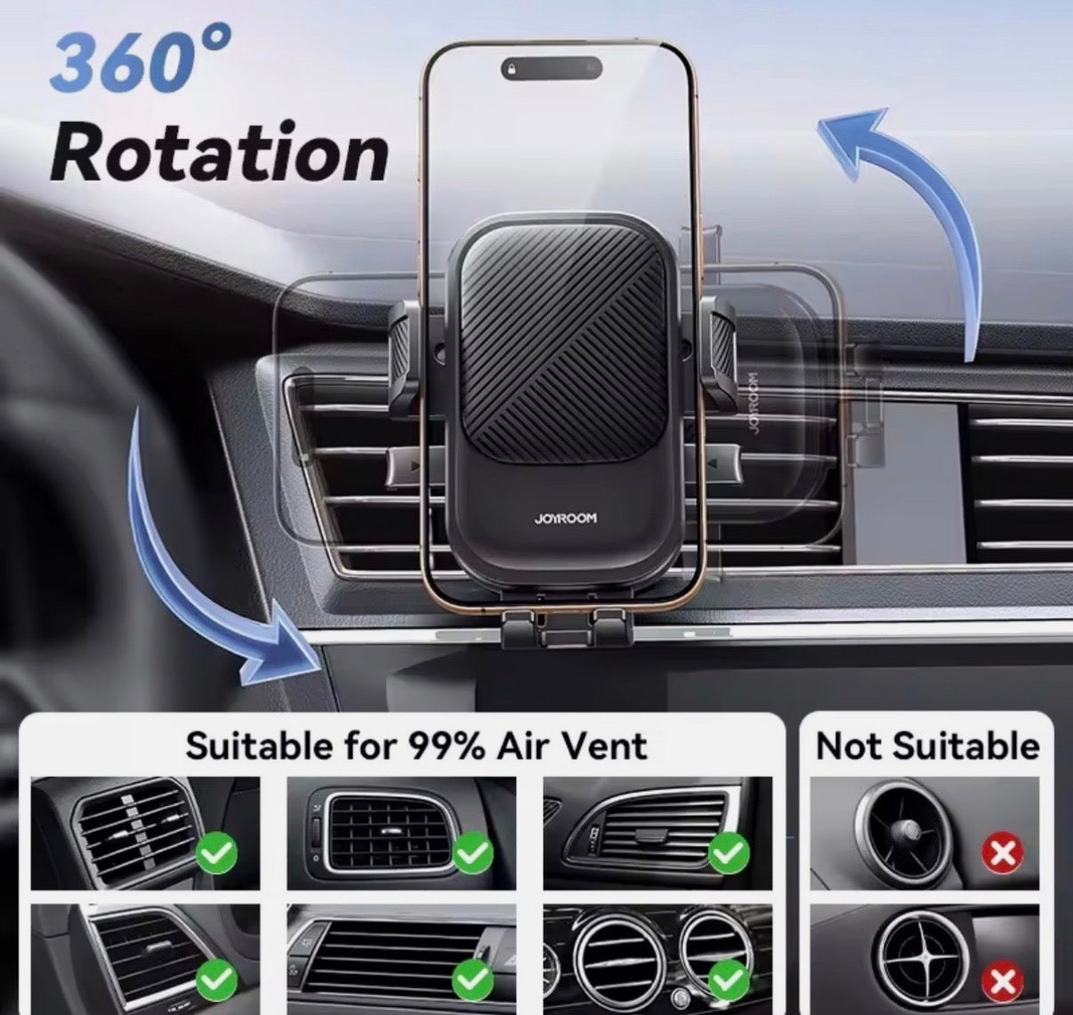 Joyroom Autotelefonhalterung 360° – Universal Handyhalter für Lüftungsgitter