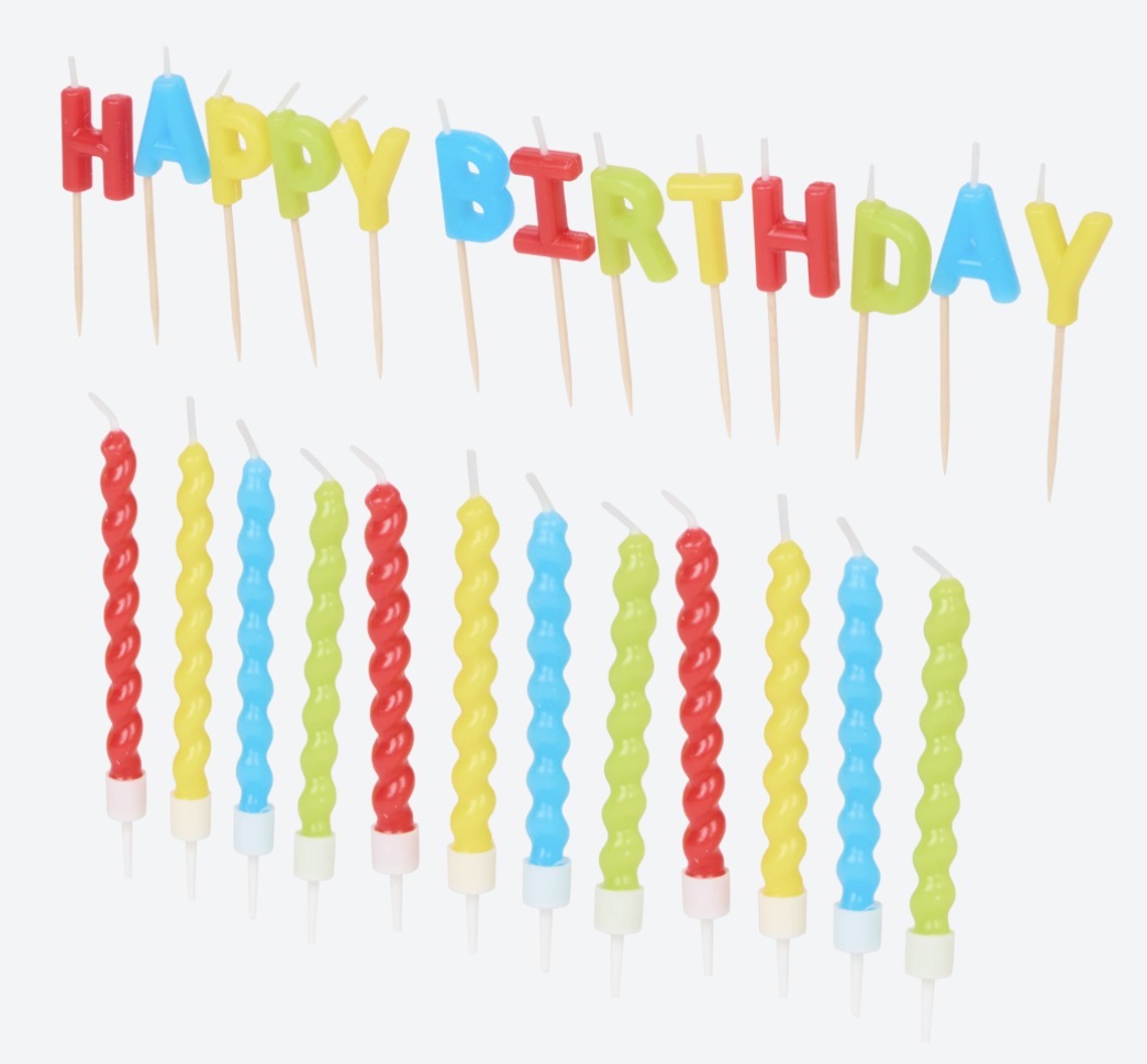 Happy Birthday Kerzenset 26-tlg Tortenstecker Geburtstag Kerzen Bunt Kupf Kuchen