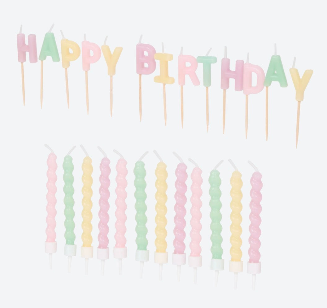Happy Birthday Kerzenset 26-tlg Tortenstecker Geburtstag Kerzen Bunt Kupf Kuchen